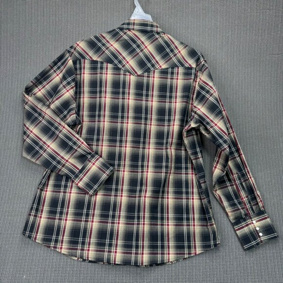 Wrangler Mens Western Fashion Snap Shirt XL Plaid 55% Cotton 45% Polyester - Picture 2 of 7